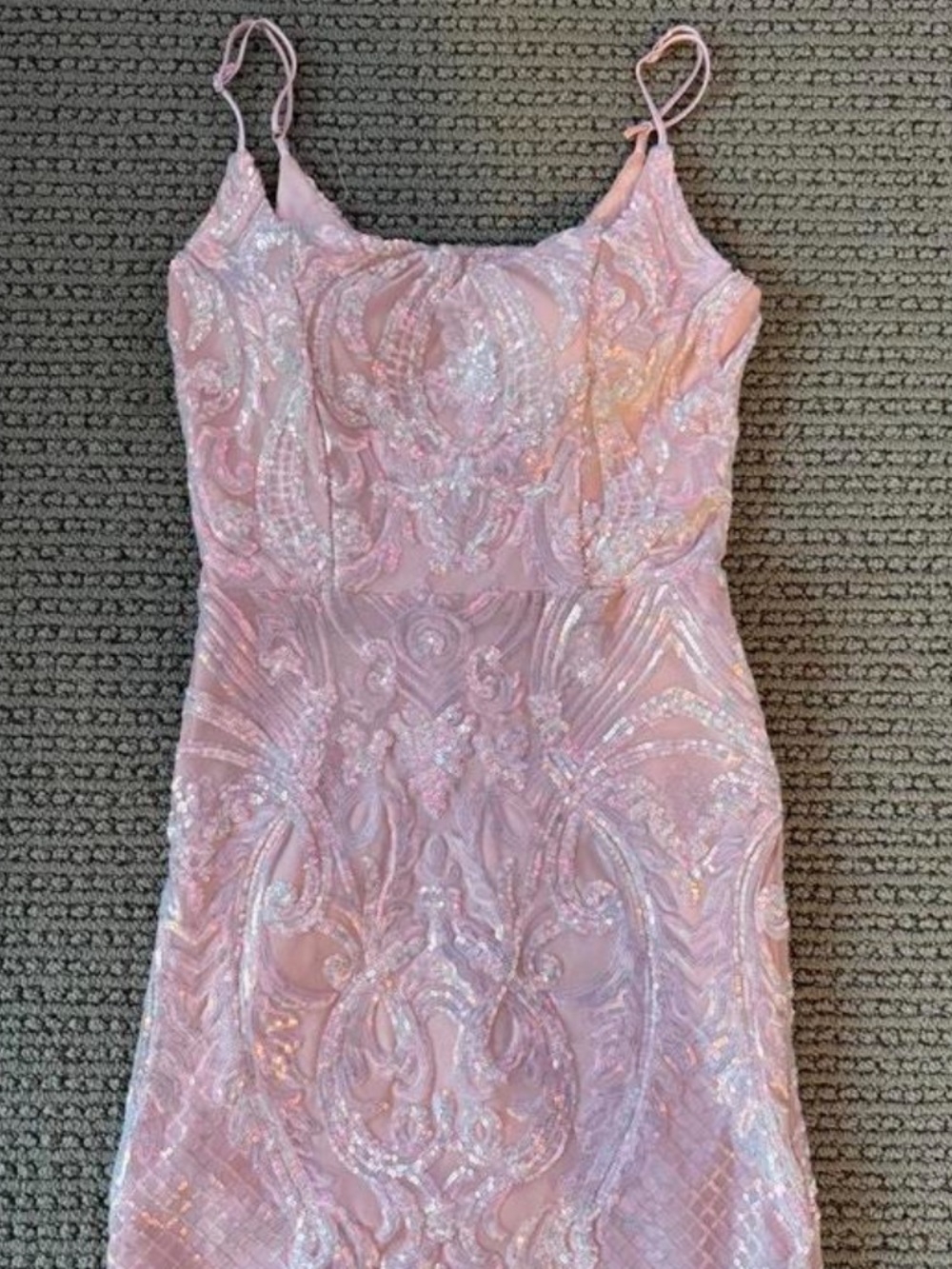 Windsor Light Pink Sequin Spaghetti Strap Mini Dress